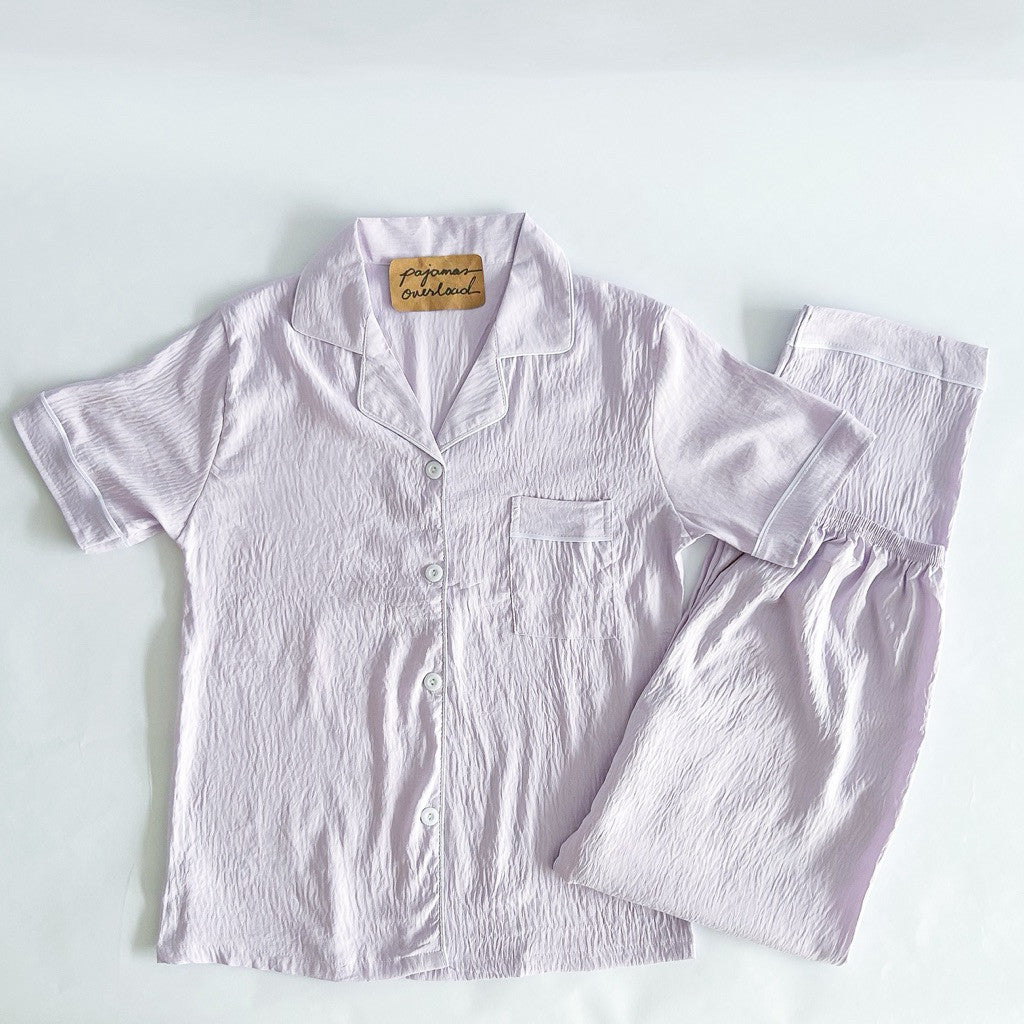 TINA PLAIN | crumpled shortsleeves + pants sleepwear pajama set | PajamasOverload