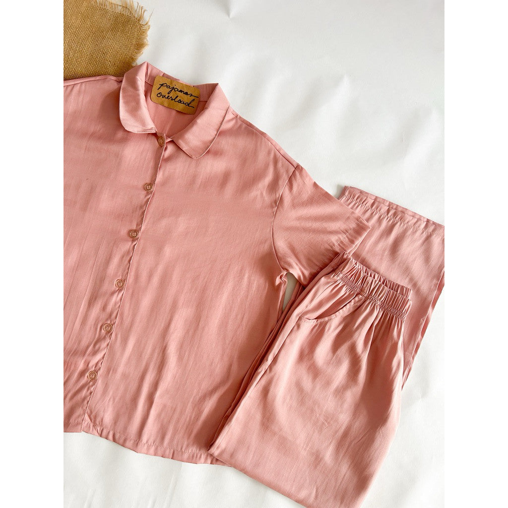 JULIANA PANTS | cotton silk shortsleeves + pants button down set | PajamasOverload