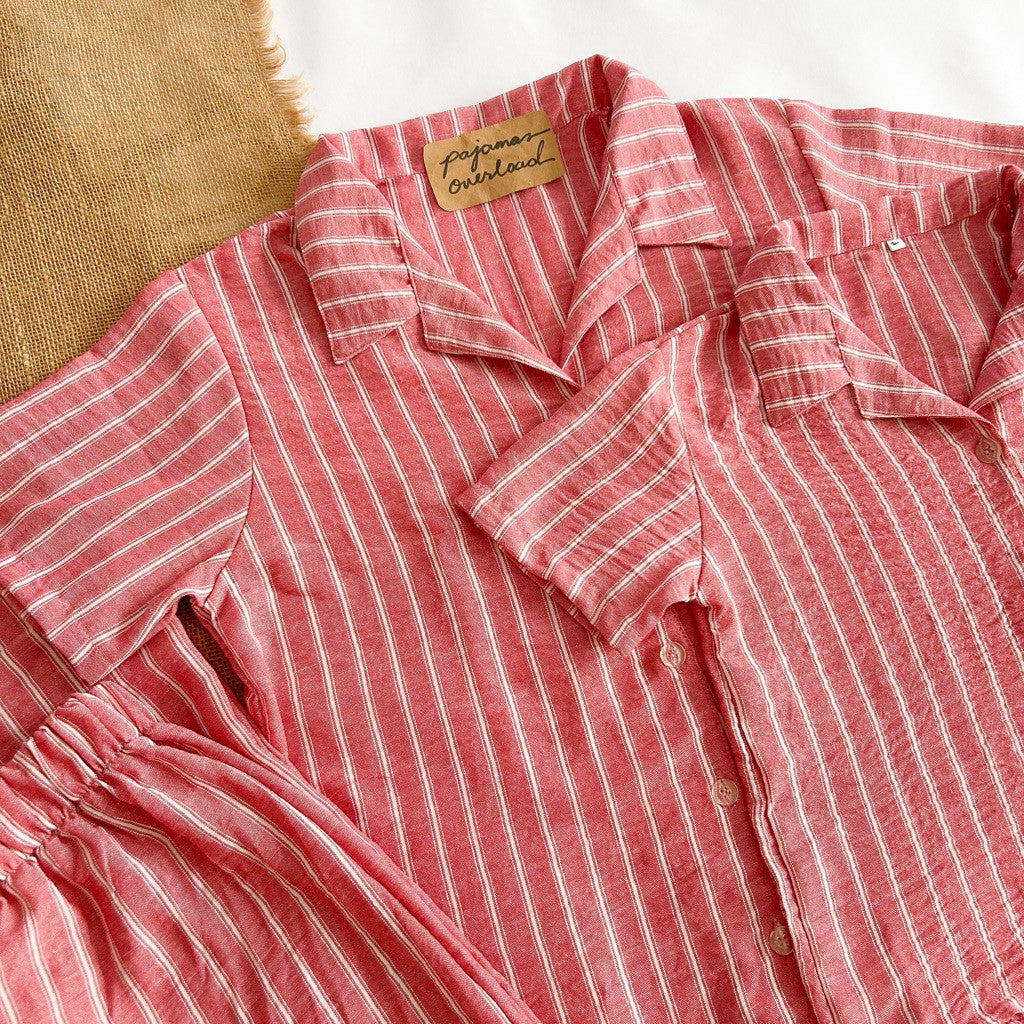 MERLIN FAMILY | korean woven shortsleeves + pants sleepwear set adult and kids set | PajamasOverload