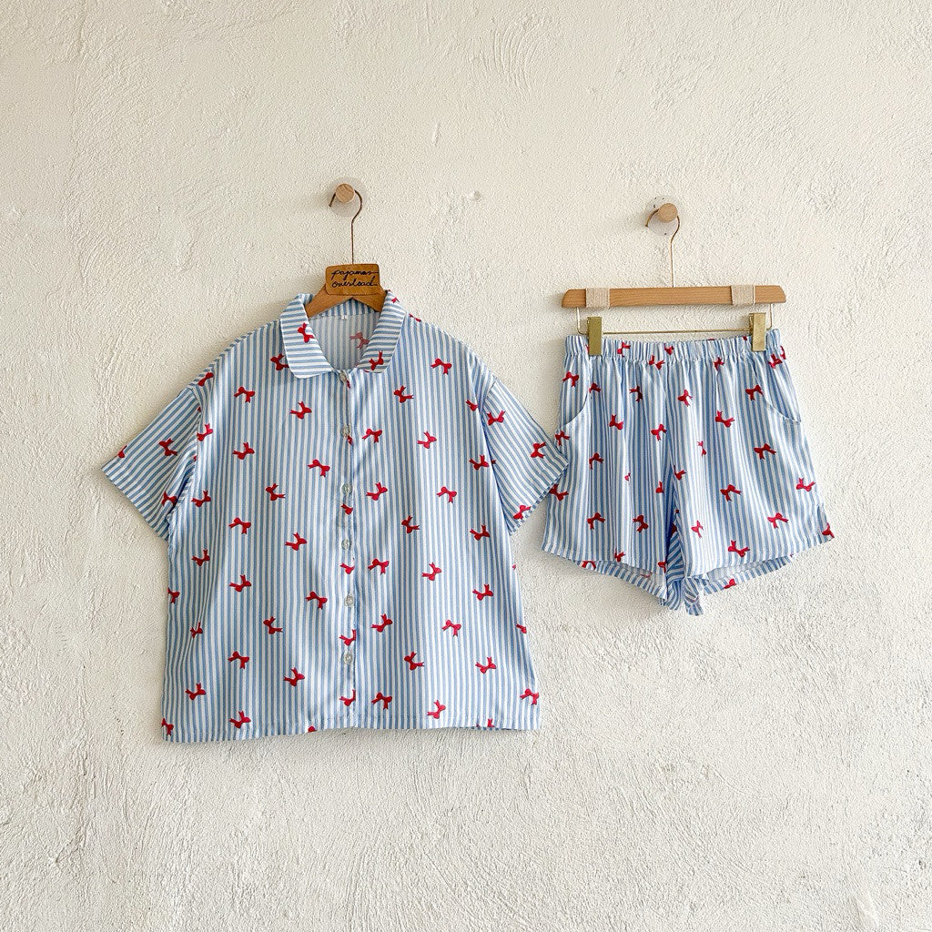 JULIANA | soft linen shortsleeves + shorts buttondown set | PajamasOverload