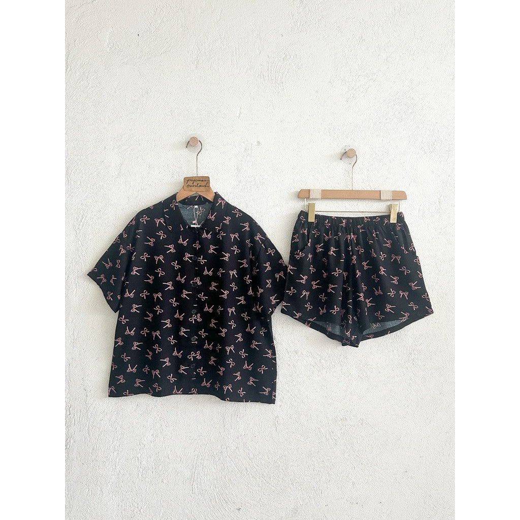 JULIANA | soft linen shortsleeves + shorts buttondown set | PajamasOverload