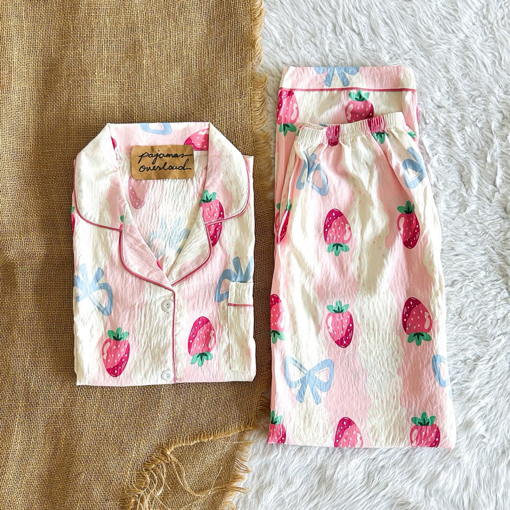 TINA | crumpled shortsleeves top + pants  pajama set | PajamasOverload