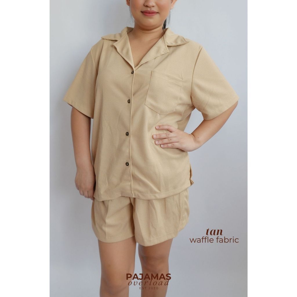 BRIA WAFFLE | waffle knit shortsleeves top + shorts loungewear set | PajamasOverload