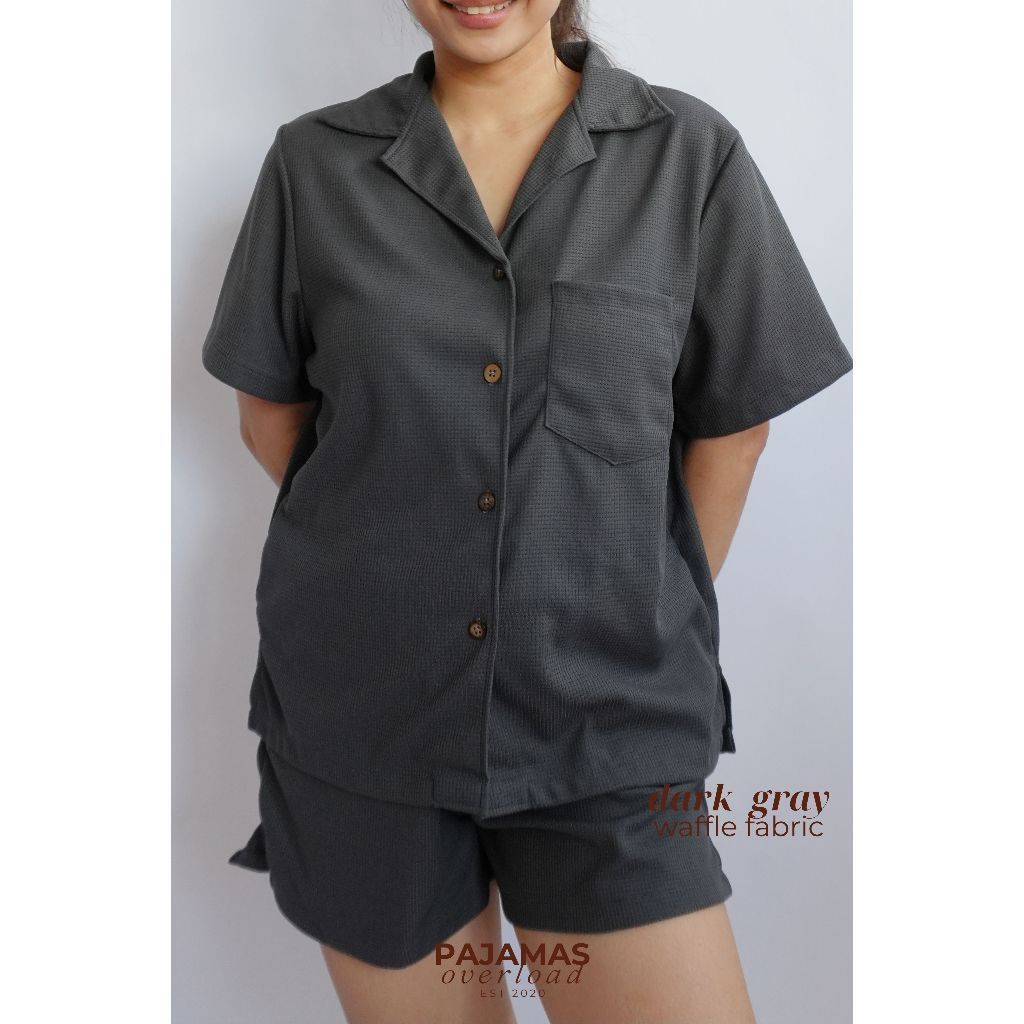 BRIA WAFFLE | waffle knit shortsleeves top + shorts loungewear set | PajamasOverload