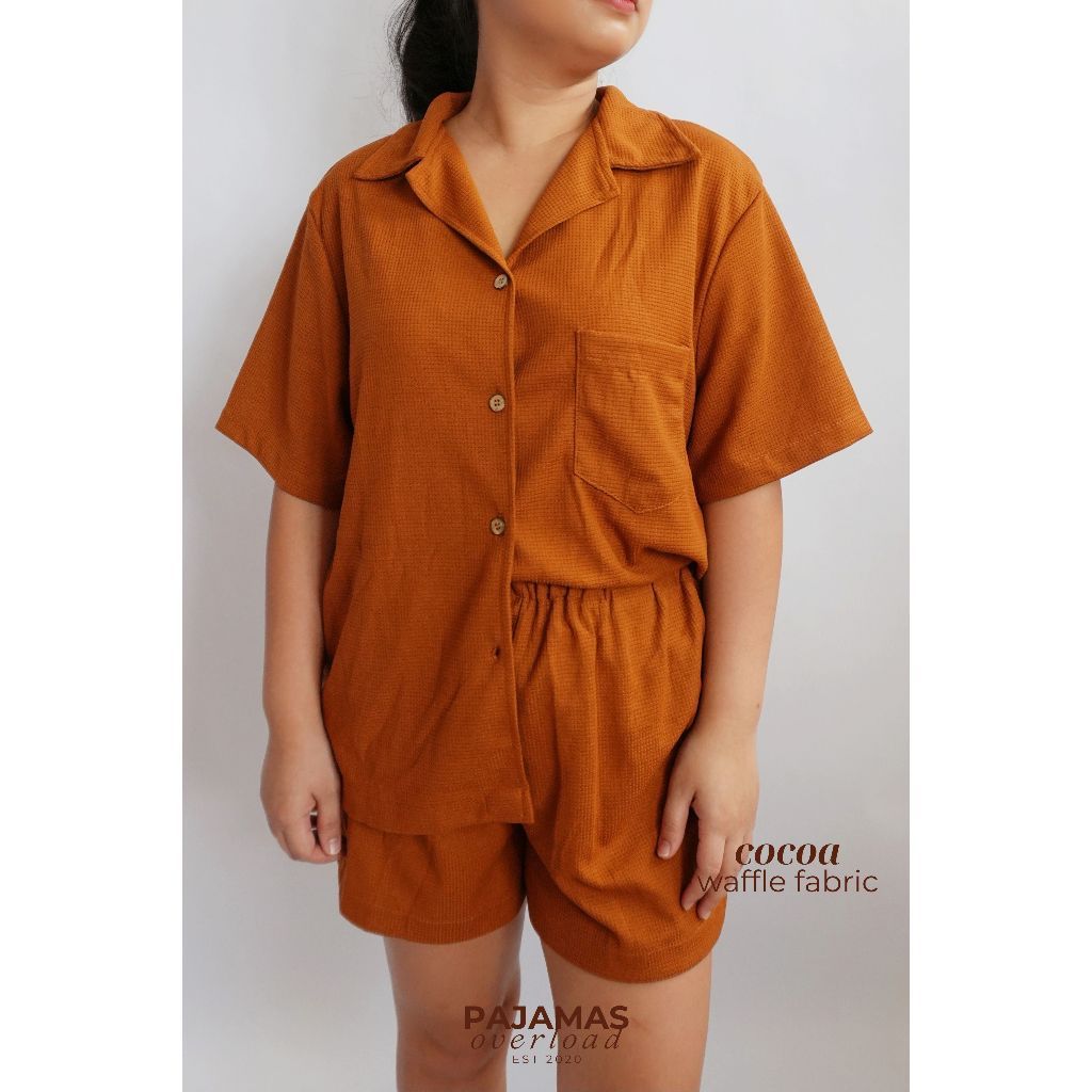 BRIA WAFFLE | waffle knit shortsleeves top + shorts loungewear set | PajamasOverload