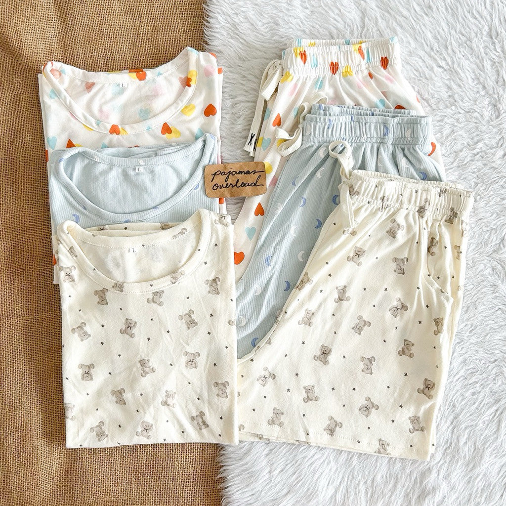 LIZ | cotton jersey oversized shirt + shorts loungewear pajama set | PajamasOverload