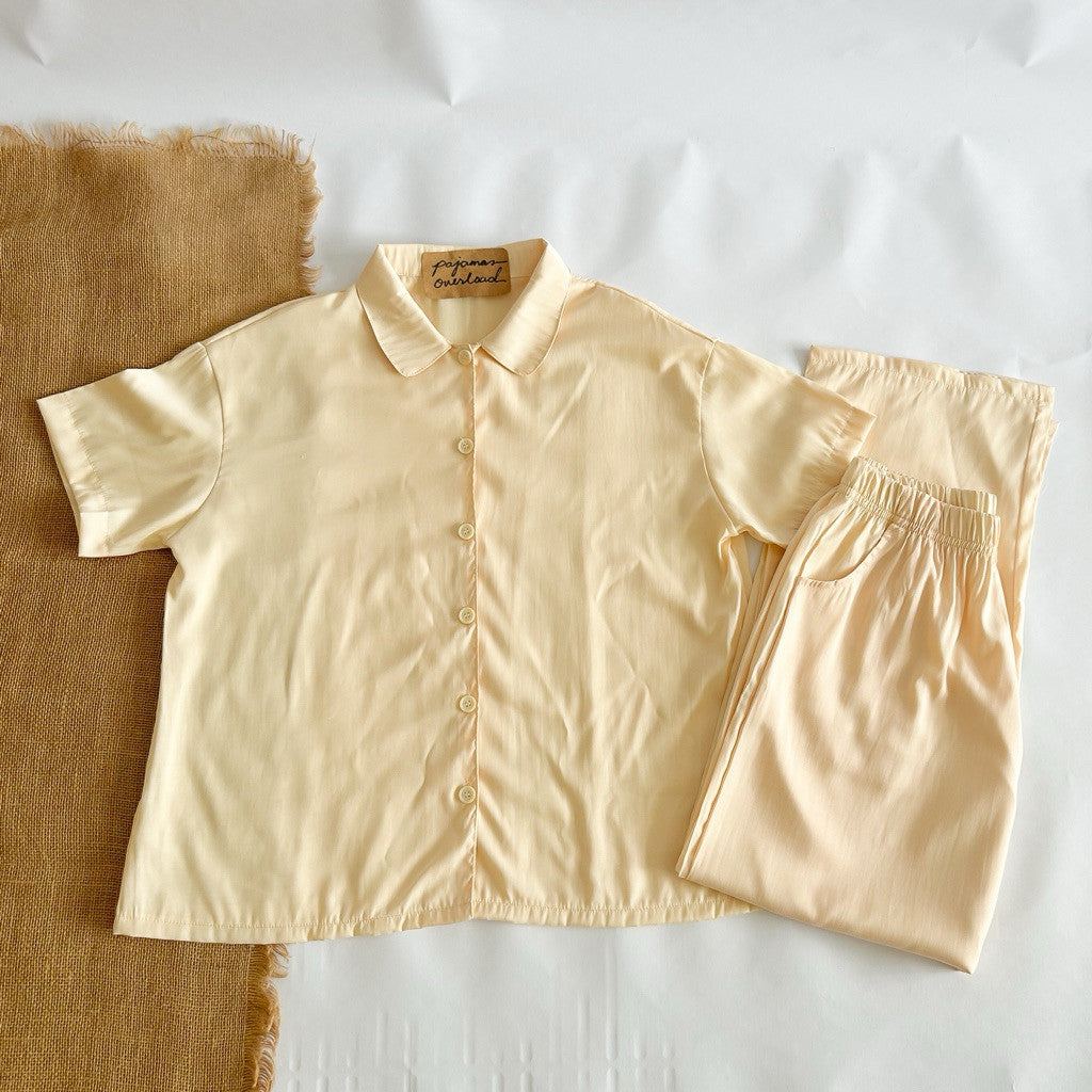 JULIANA PANTS | cotton silk shortsleeves + pants button down set | PajamasOverload