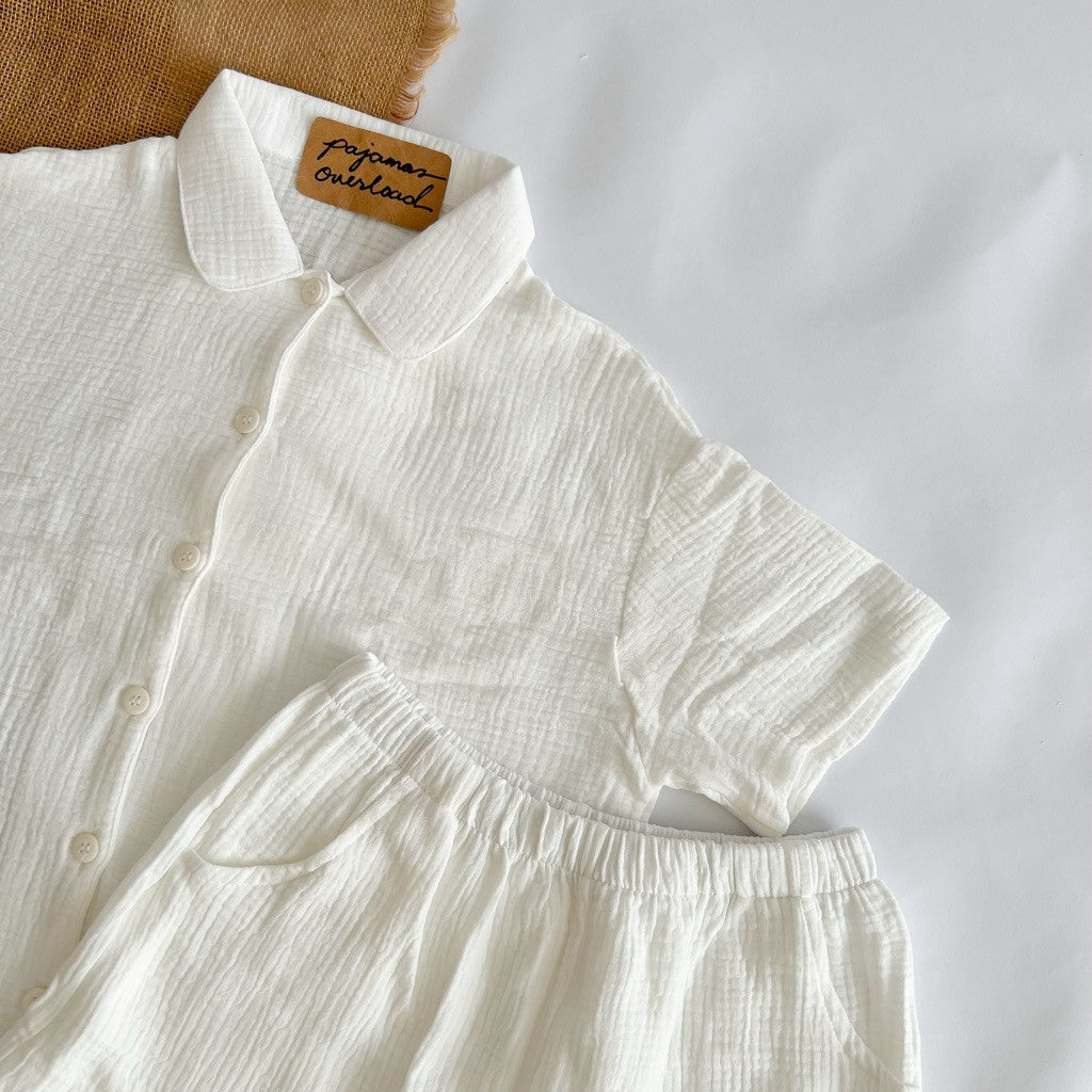 JULIANA | premium gauze shortsleeves + shorts button down set | PajamasOverload