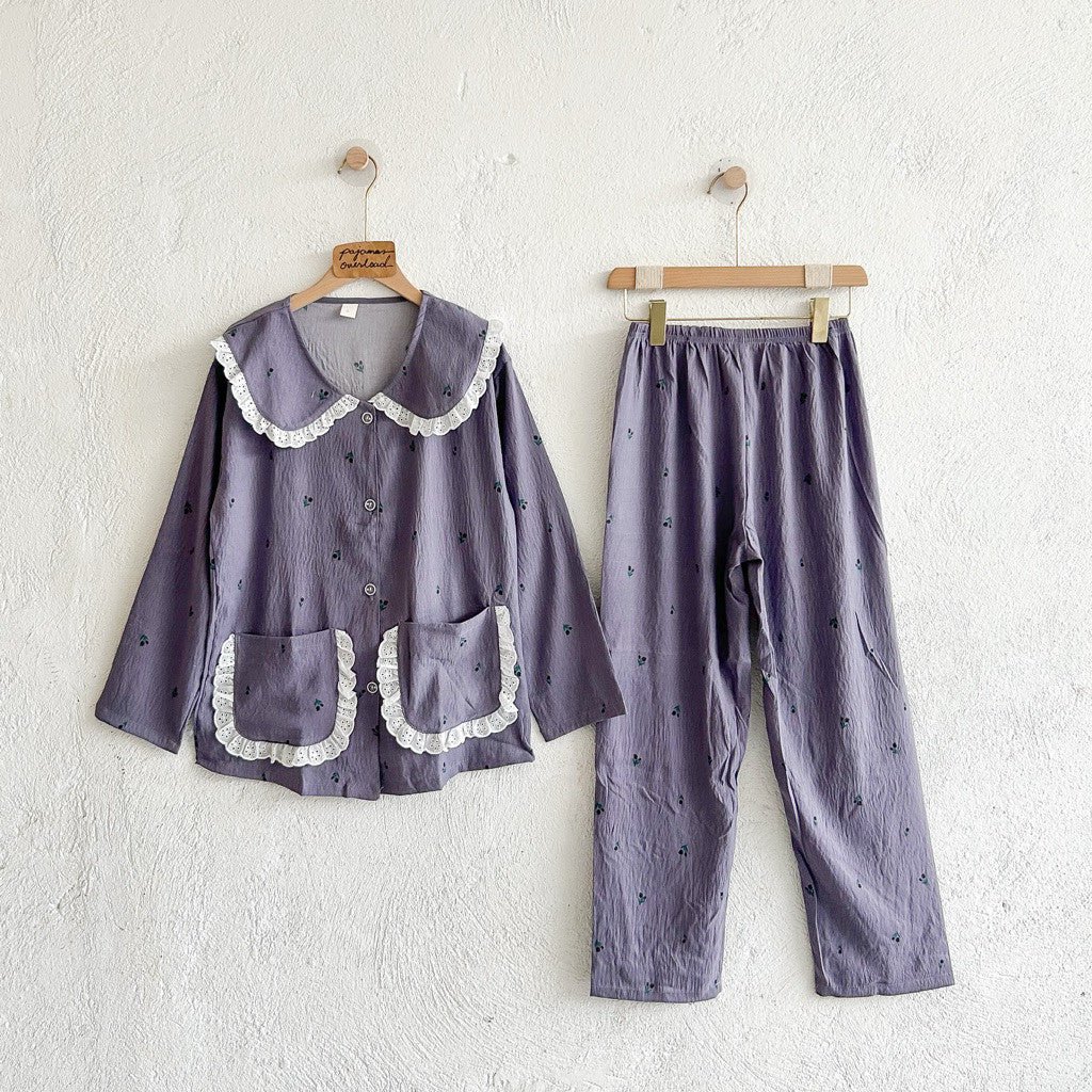 HOPE | crumpled long sleeves top + pants sleepwear pajama set | PajamasOverload