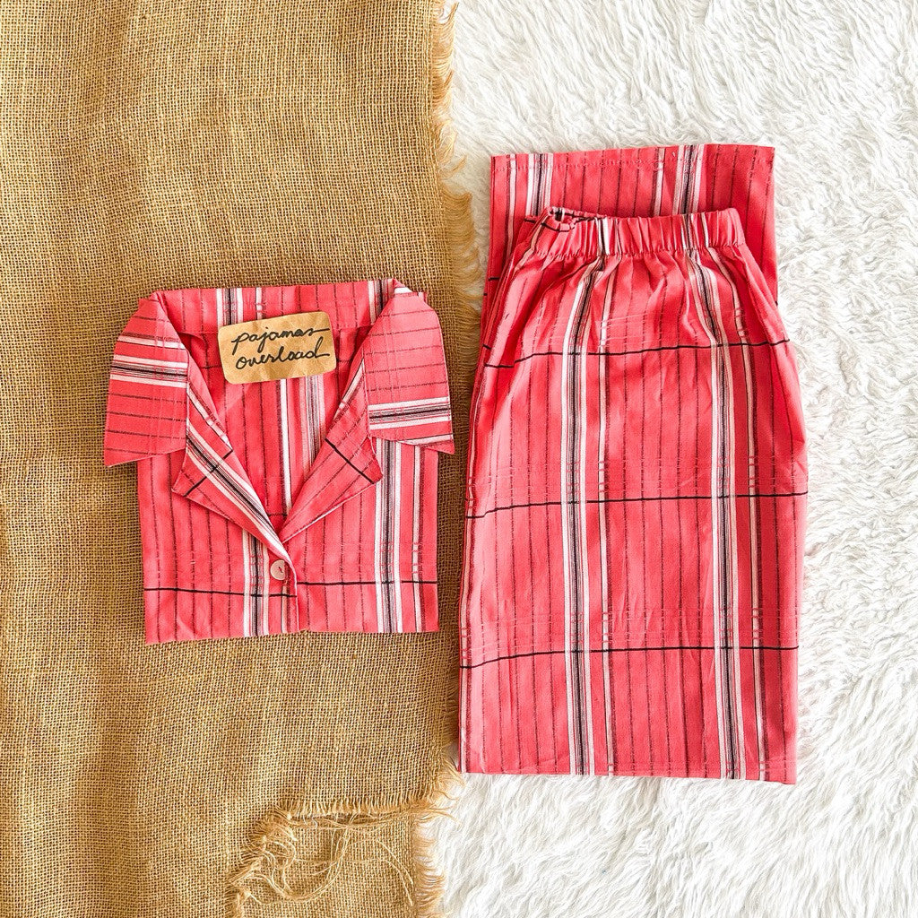 MERLIN | korean woven shortsleeves + pants sleepwear pajama set | PajamasOverload