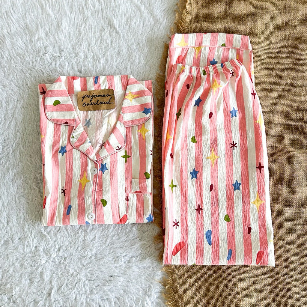 TINA | crumpled shortsleeves top + pants  pajama set | PajamasOverload