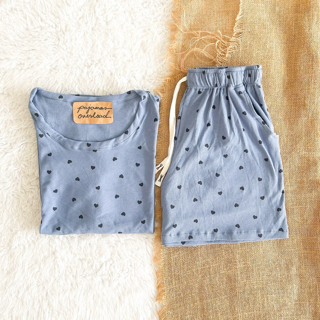 LIZ | cotton jersey oversized shirt + shorts loungewear pajama set | PajamasOverload