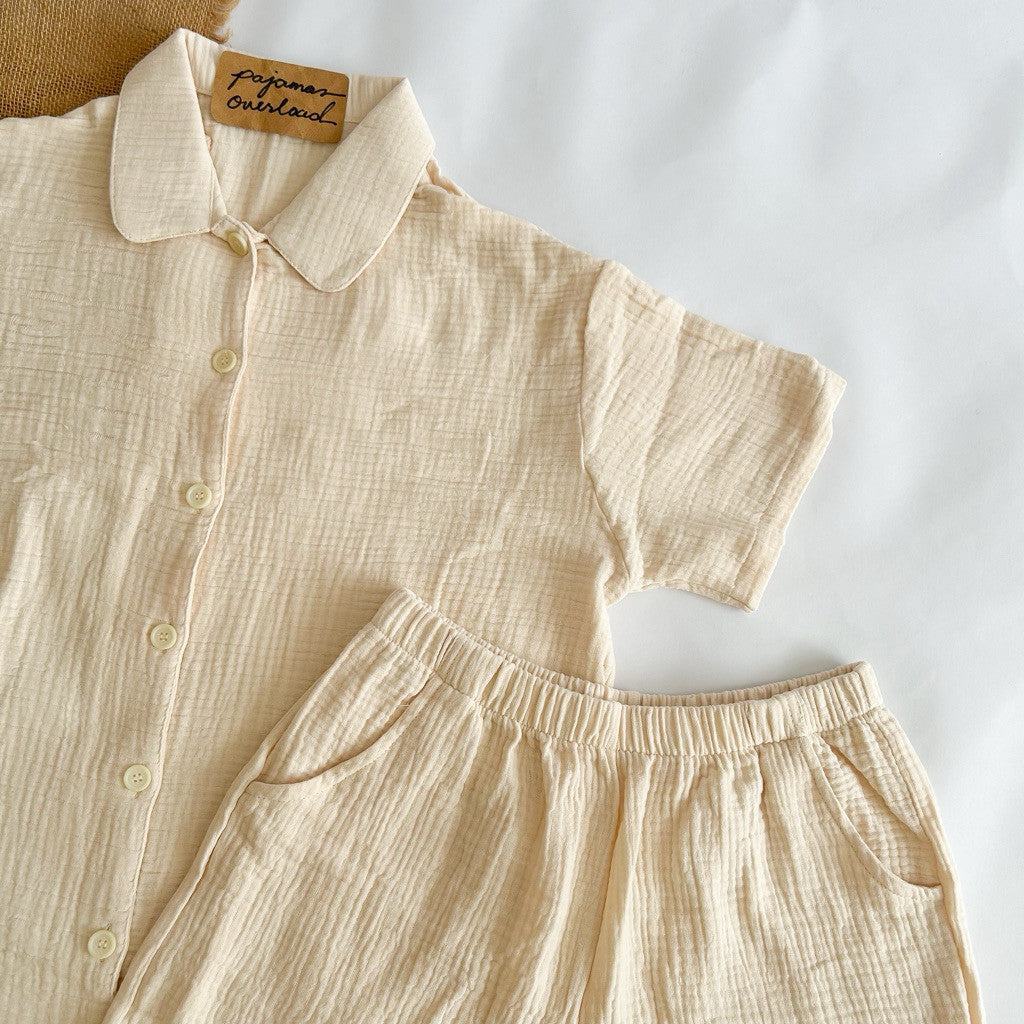 JULIANA | premium gauze shortsleeves + shorts button down set | PajamasOverload