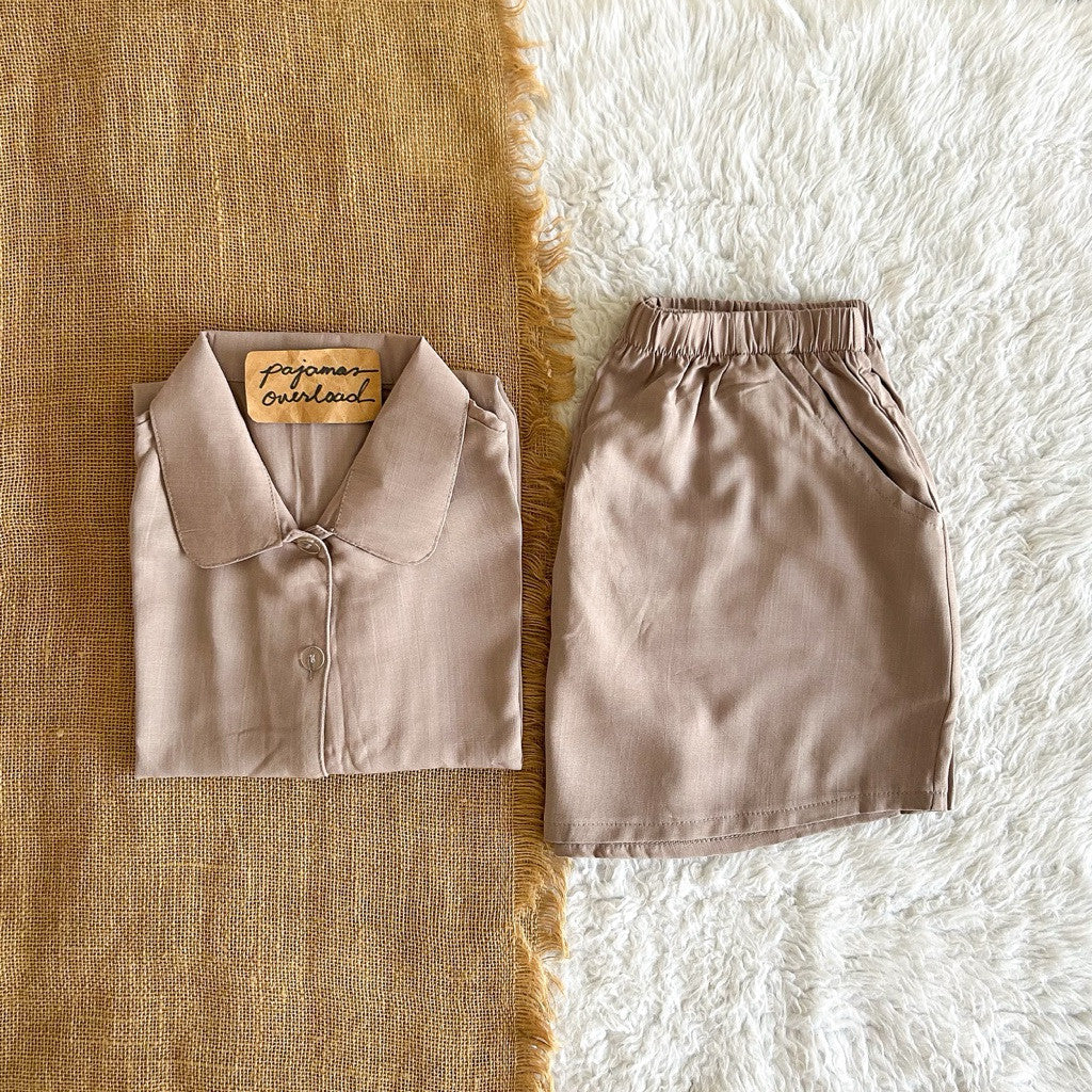 JULIANA | soft linen shortsleeves + shorts buttondown set | PajamasOverload