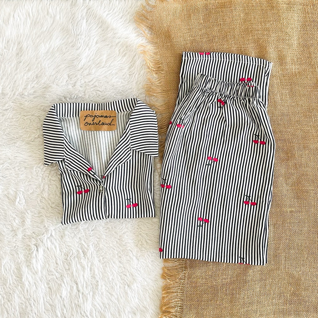 MERLIN | soft linen/Challis shortsleeves + pants sleepwear pajama set | PajamasOverload