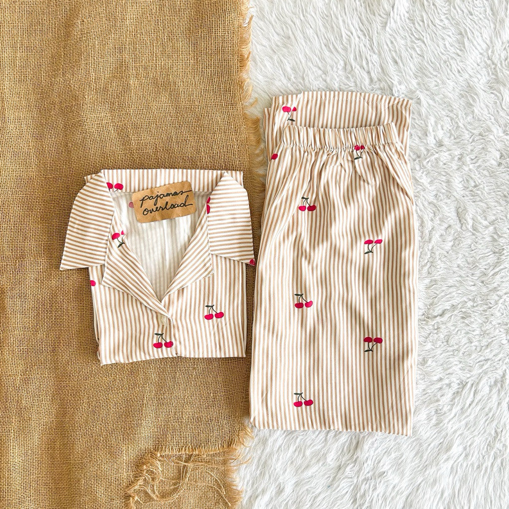 MERLIN | soft linen/Challis shortsleeves + pants sleepwear pajama set | PajamasOverload