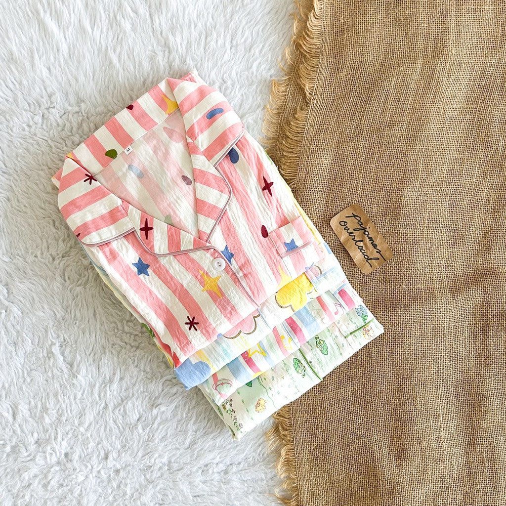 KITTY | bubble/crumpled shortsleeves + shorts sleepwear pajama set | PajamasOverload