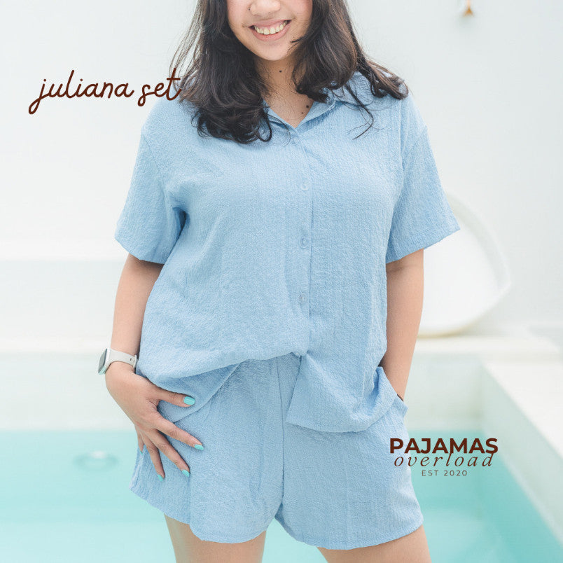 JULIANA | soft linen shortsleeves + shorts buttondown set | PajamasOverload