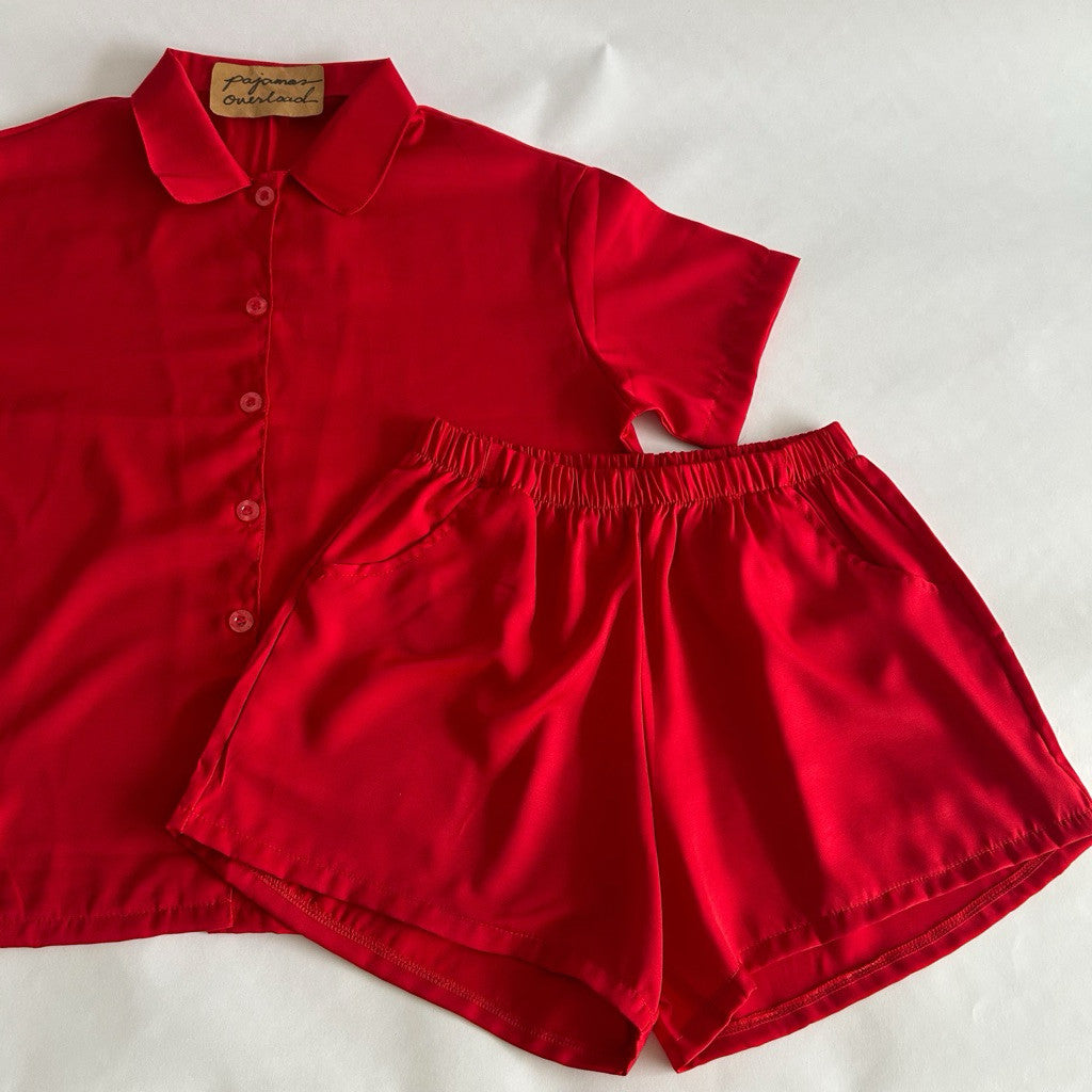 JULIANA | cotton silk shorts sleeves + shorts button down set | PajamasOverload