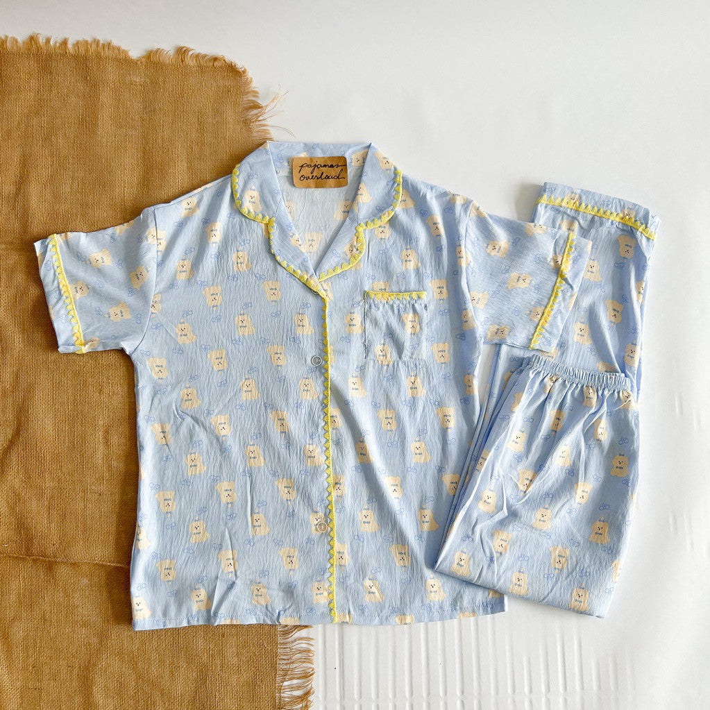 TINA | crumpled shortsleeves top + pants sleepwear pajama set | PajamasOverload