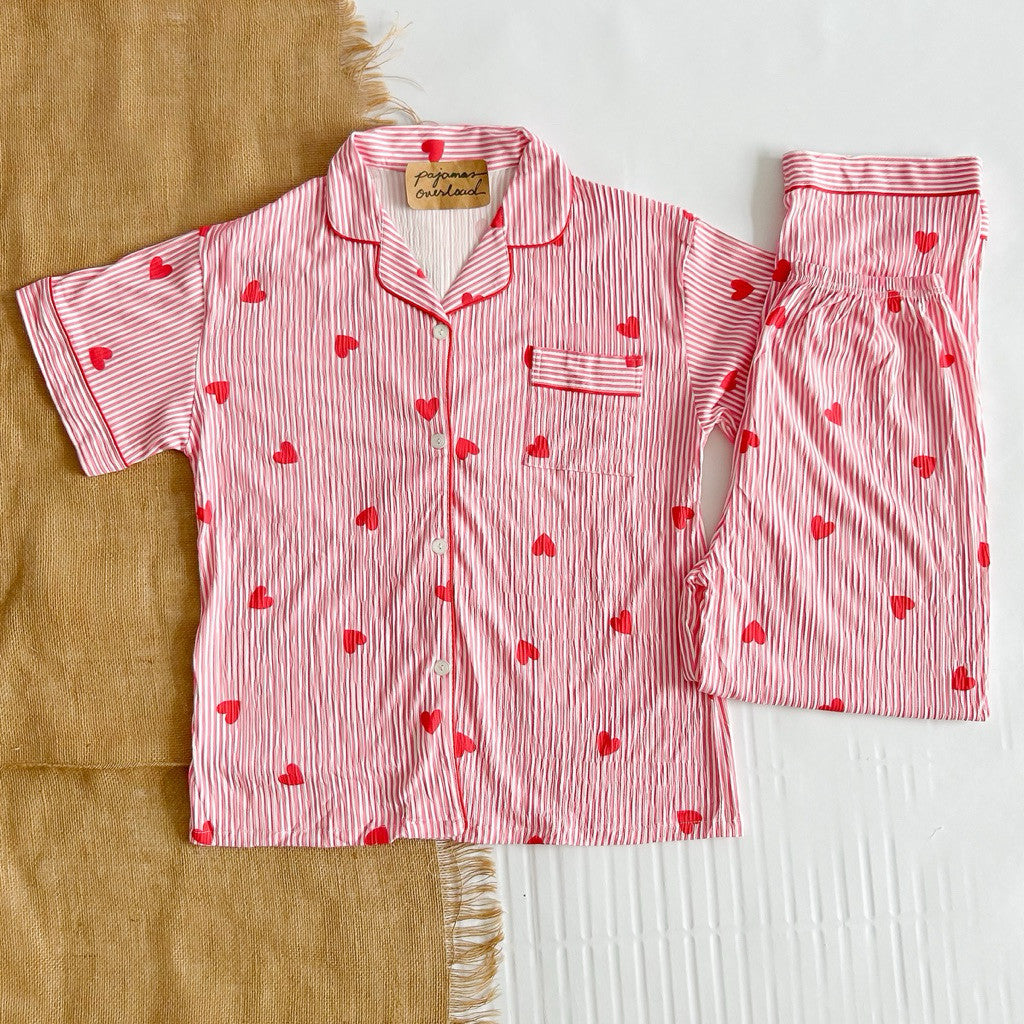 YUNA | premium cotton crepe shortsleeves top + pants sleepwear pajama set | PajamasOverload
