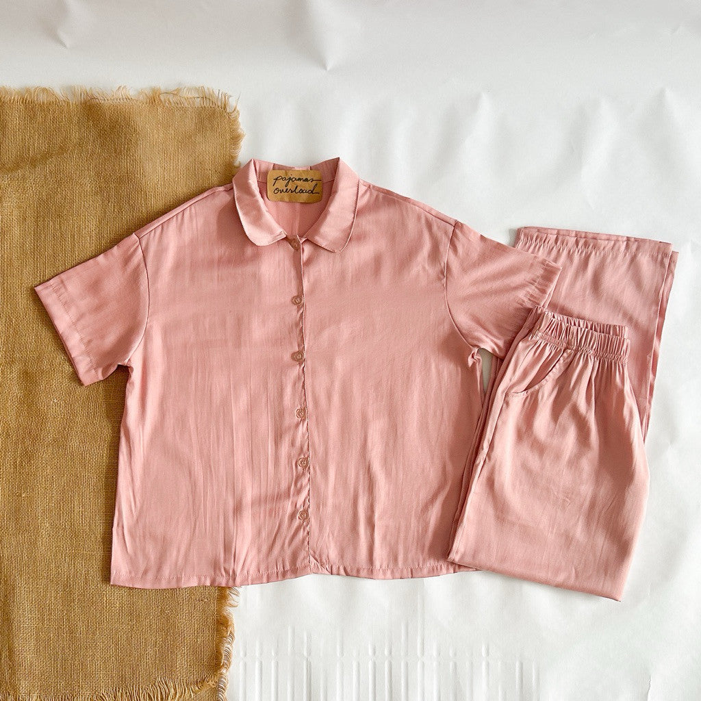 JULIANA PANTS | cotton silk shortsleeves + pants button down set | PajamasOverload