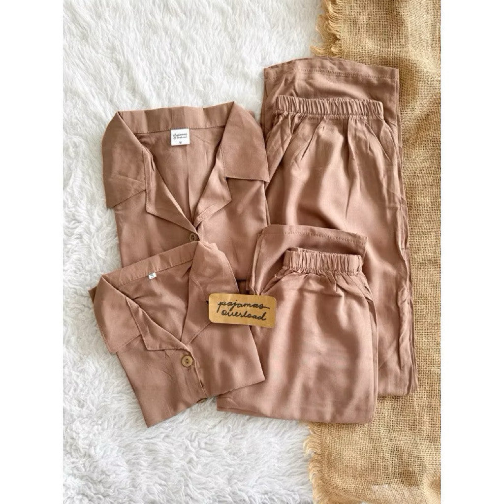 MERLIN | soft linen/Challis shortsleeves + pants sleepwear pajama set | PajamasOverload