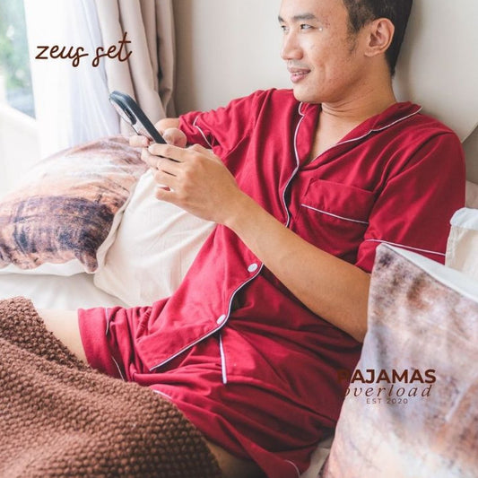ZEUS PLAIN | cotton jersey shortsleeves top + shorts sleepwear pajama set | PajamasOverload