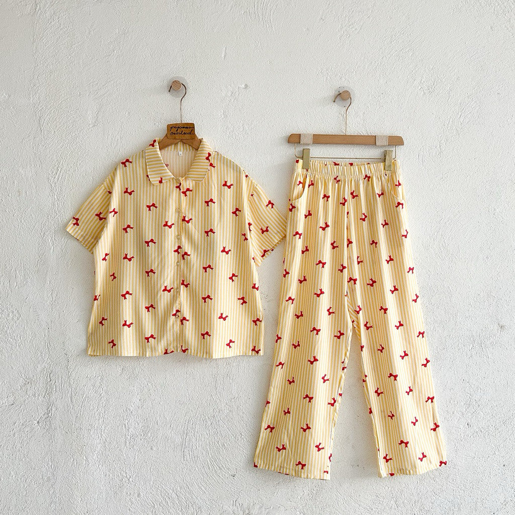 JULIANA PANTS | soft linen / cotton shortsleeves + pants buttondown set | PajamasOverload