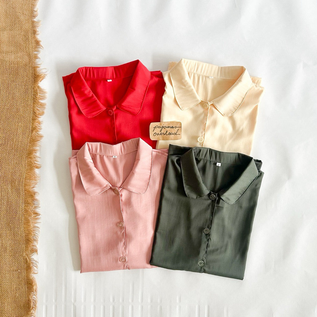 JULIANA PANTS | cotton silk shortsleeves + pants button down set | PajamasOverload