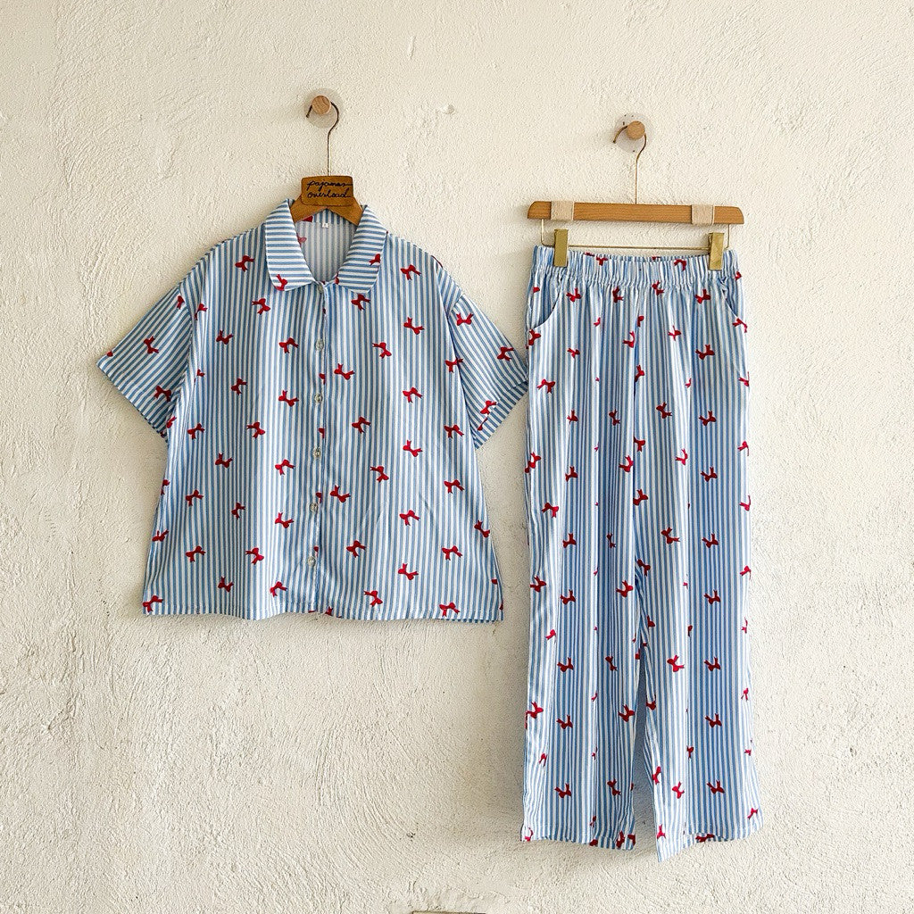 JULIANA PANTS | soft linen / cotton shortsleeves + pants buttondown set | PajamasOverload