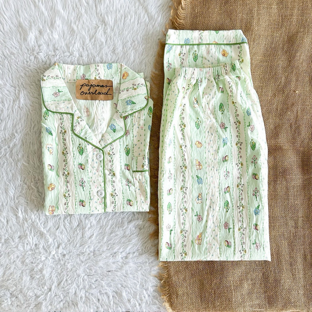 TINA | crumpled shortsleeves top + pants  pajama set | PajamasOverload