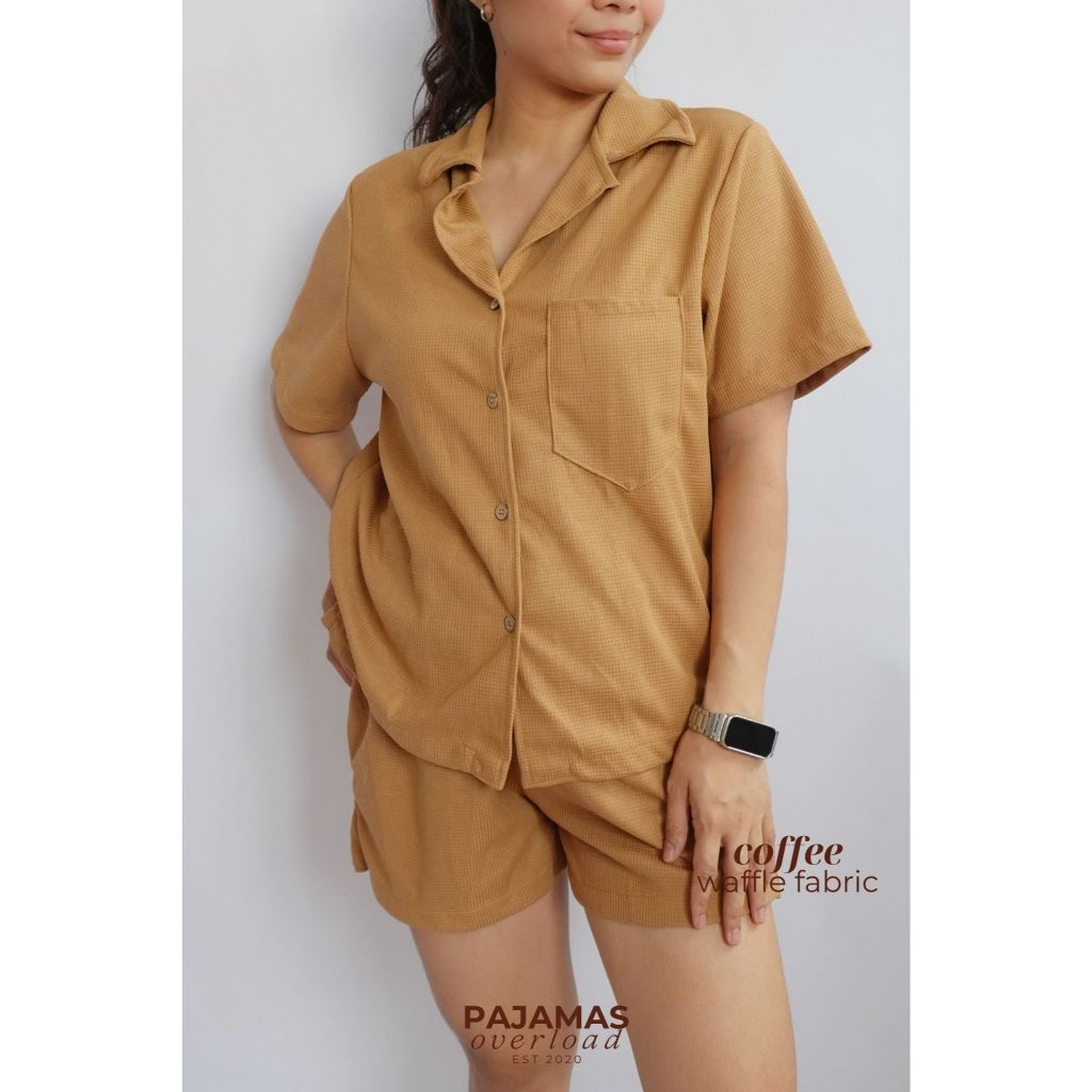 BRIA WAFFLE | waffle knit shortsleeves top + shorts loungewear set | PajamasOverload