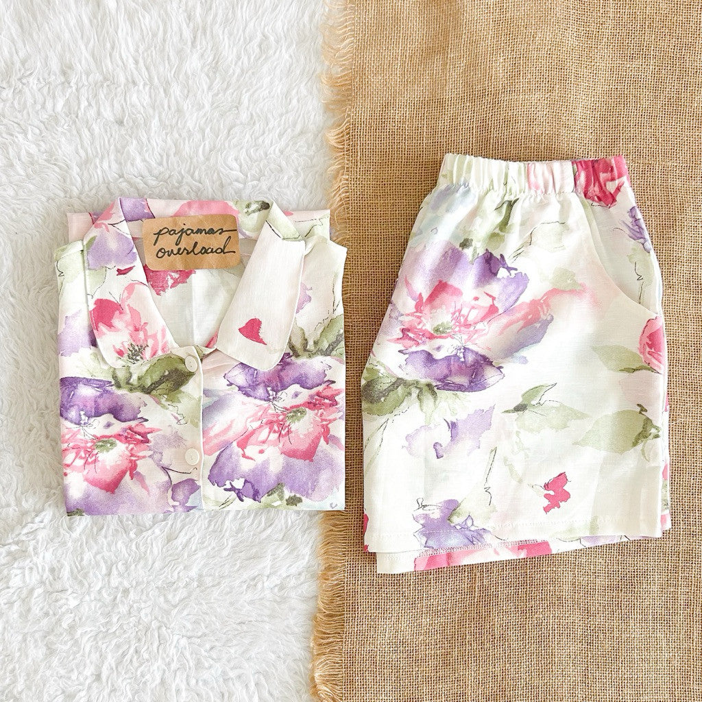 JULIANA | koreanwoven/twill shortsleeves + shorts buttondown set | PajamasOverload