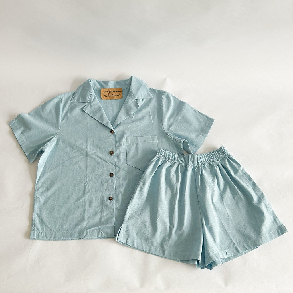 BRIA | premium cotton linen shortsleeves top + shorts sleepwear set | PajamasOverload