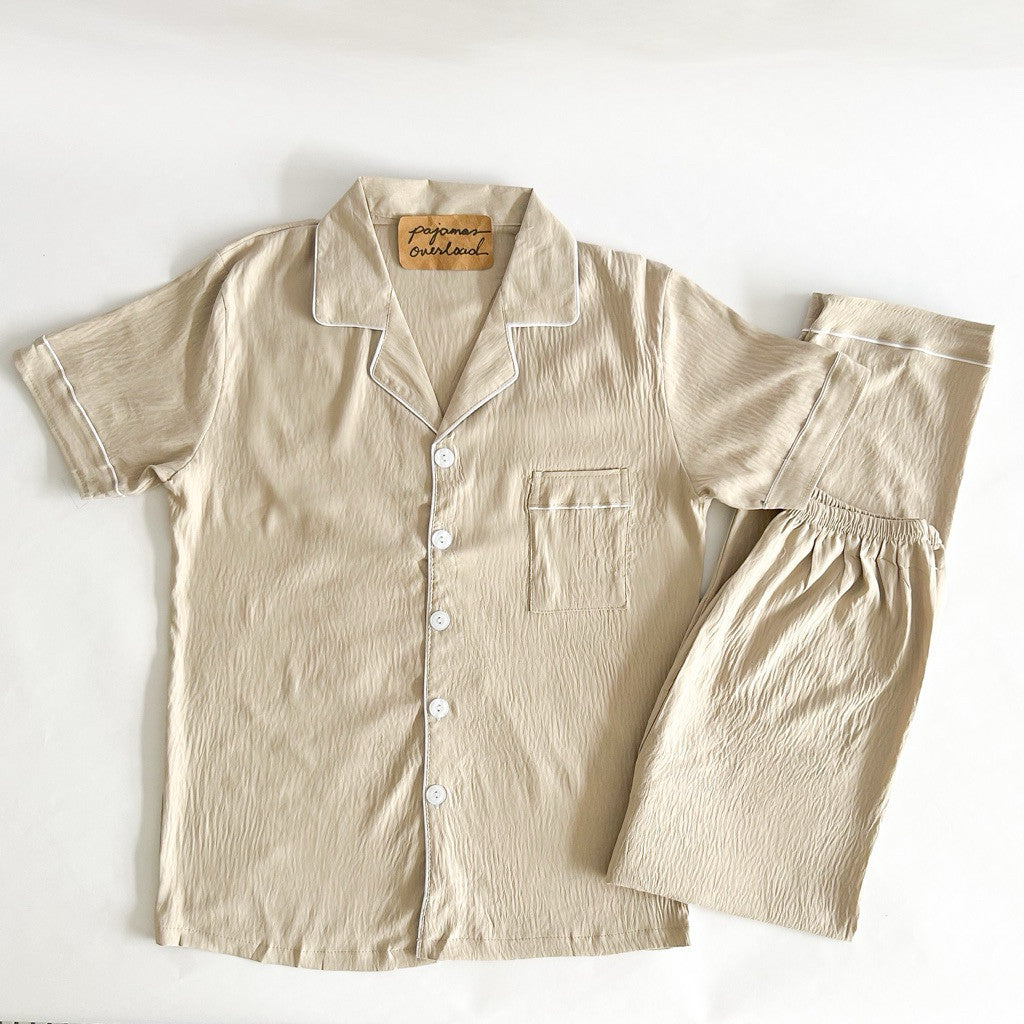 MIKE PLAIN | crumpled shortsleeves + pants sleepwear pajama set for MEN | PajamasOverload