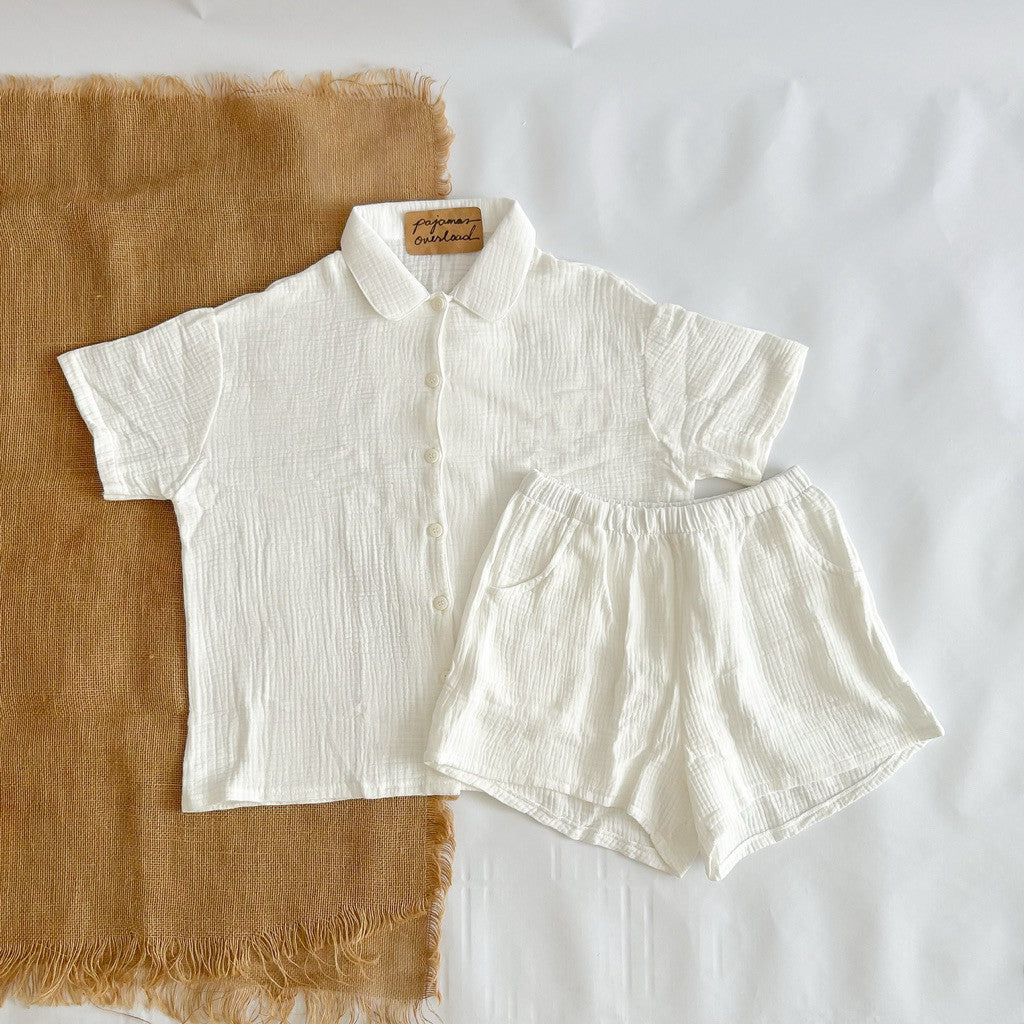 JULIANA | premium gauze shortsleeves + shorts button down set | PajamasOverload