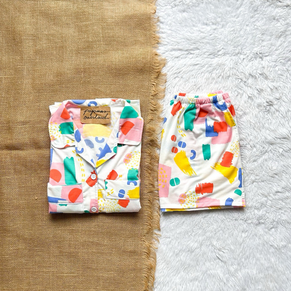 TOKYO | cotton jersey shortsleeves padded pocket + short sleepwear set | PajamasOverload