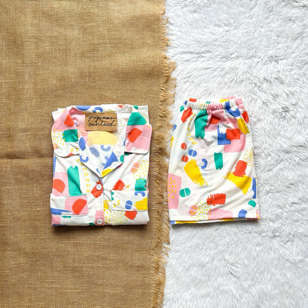 TOKYO | cotton jersey shortsleeves padded pocket + short sleepwear set | PajamasOverload