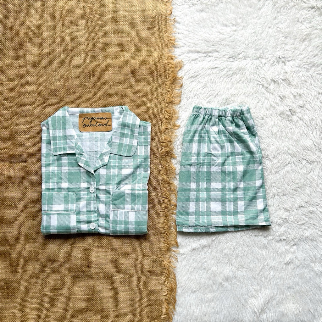 TOKYO | cotton jersey shortsleeves padded pocket + short sleepwear set | PajamasOverload