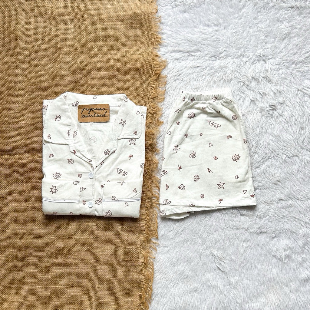 TOKYO | cotton jersey shortsleeves padded pocket + short sleepwear set | PajamasOverload