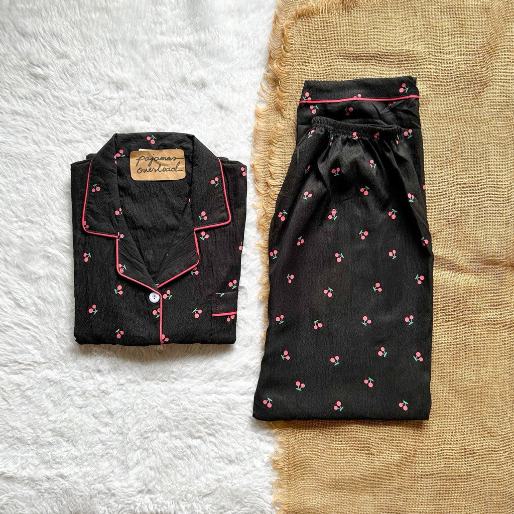 TINA PLUS | crumpled shortsleeves top + pants sleepwear pajama set | PajamasOverload