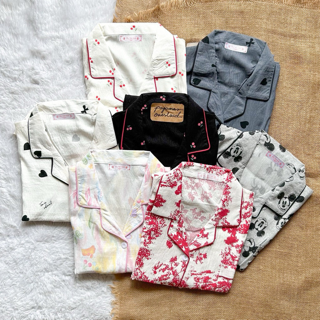 TINA PLUS | crumpled shortsleeves top + pants sleepwear pajama set | PajamasOverload