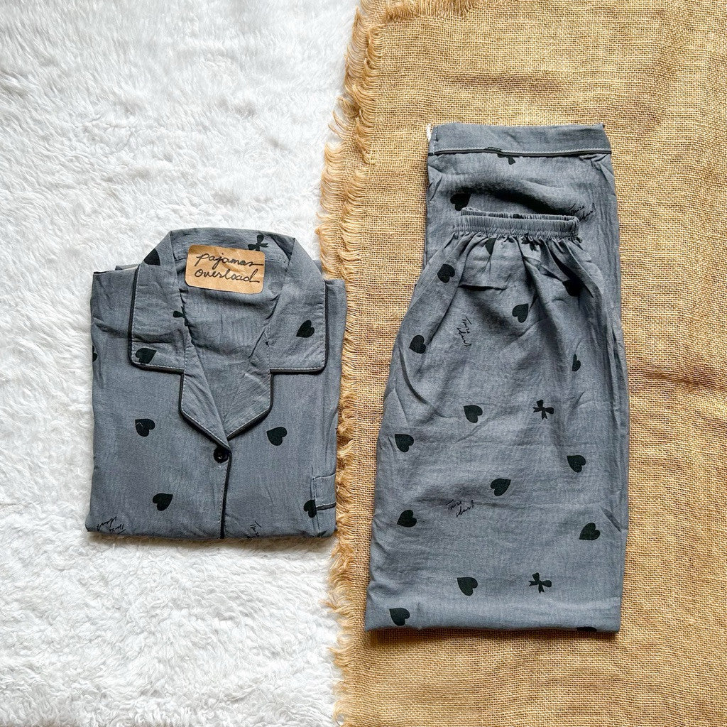 TINA PLUS | crumpled shortsleeves top + pants sleepwear pajama set | PajamasOverload