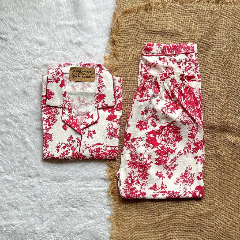 TINA PLUS | crumpled shortsleeves top + pants sleepwear pajama set | PajamasOverload