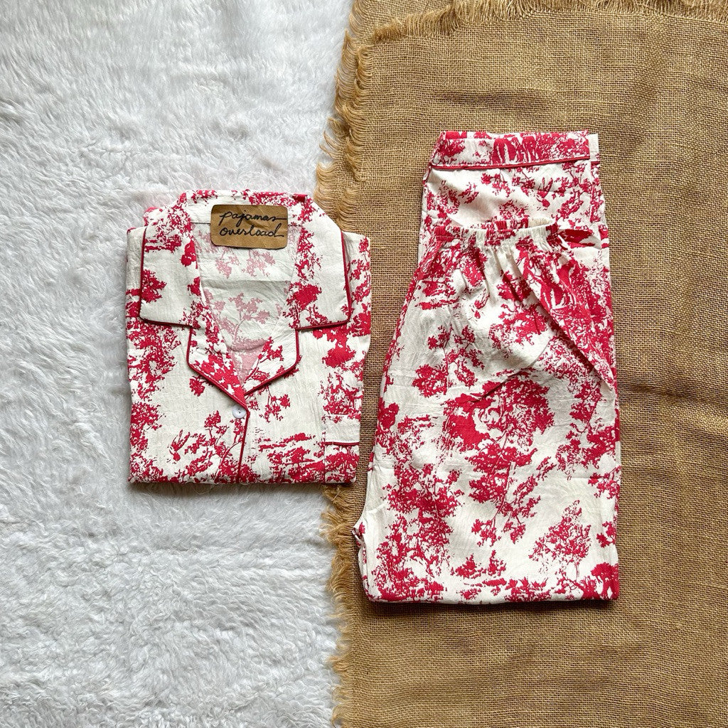 TINA PLUS | crumpled shortsleeves top + pants sleepwear pajama set | PajamasOverload