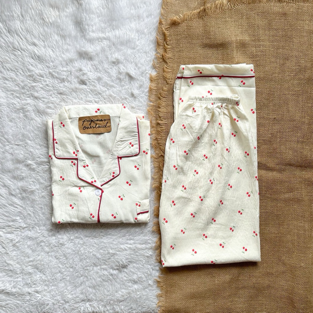 TINA PLUS | crumpled shortsleeves top + pants sleepwear pajama set | PajamasOverload