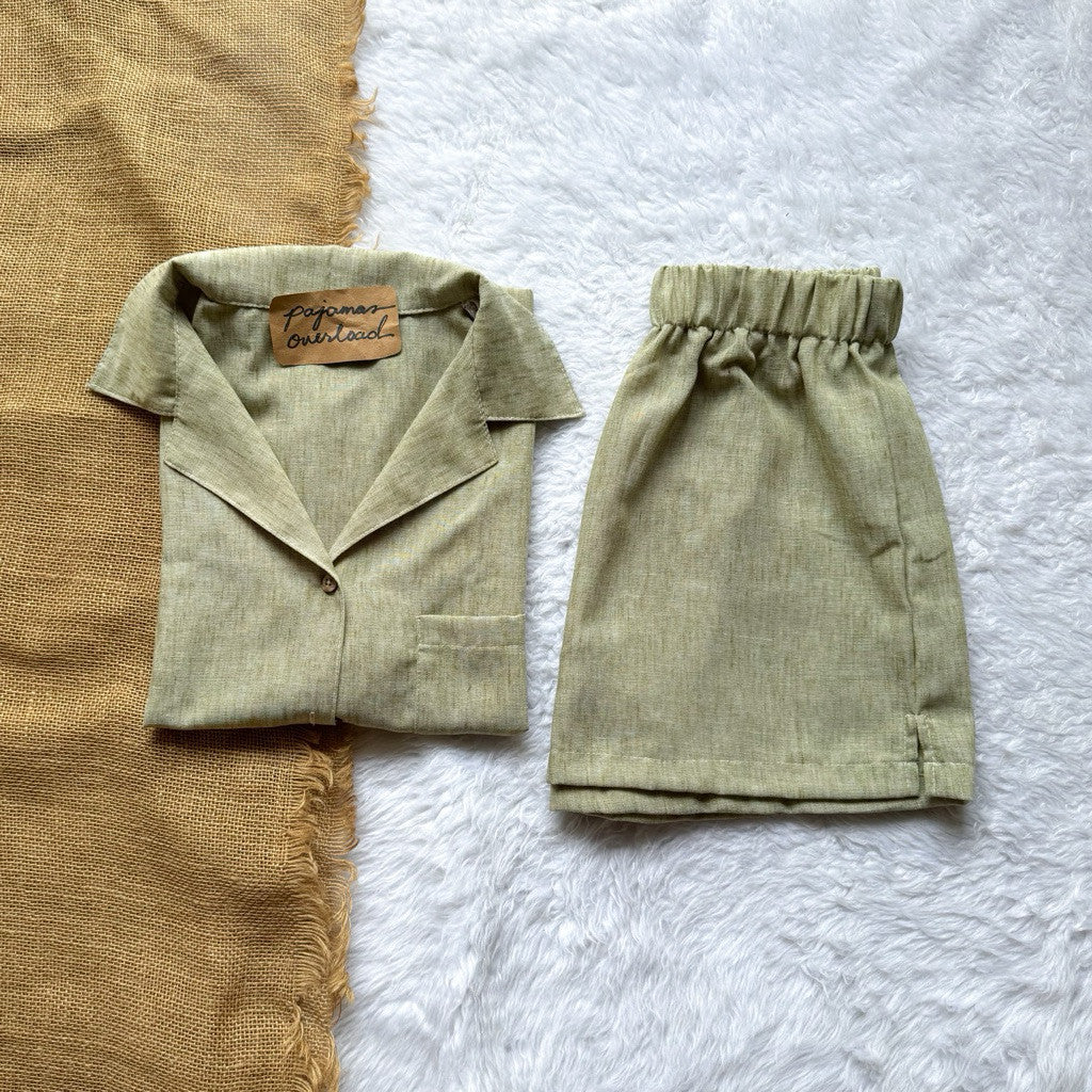 BRIA | viscose linen shortsleeves + shorts sleepwear pajama set | PajamasOverload